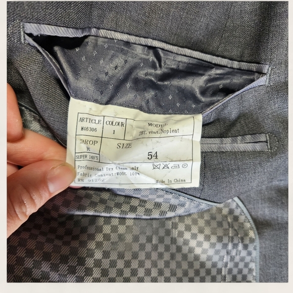 Mantoni gray Super 140’s wool blazer 54R (44R US) 2-button men’s suit jacket - Picture 7 of 10
